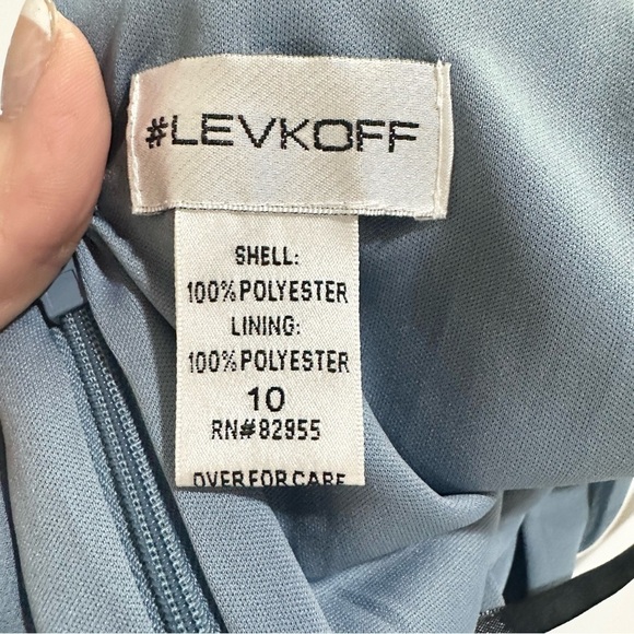 LEVKOFF Keyhole Neck Chiffon A-Line Blue Gown Size 10 NWT - Picture 6 of 8